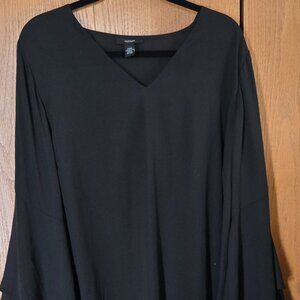 Alfani Woman Black V-Neck ,Pull-over Blouse With Bell Sleeves 20 W.